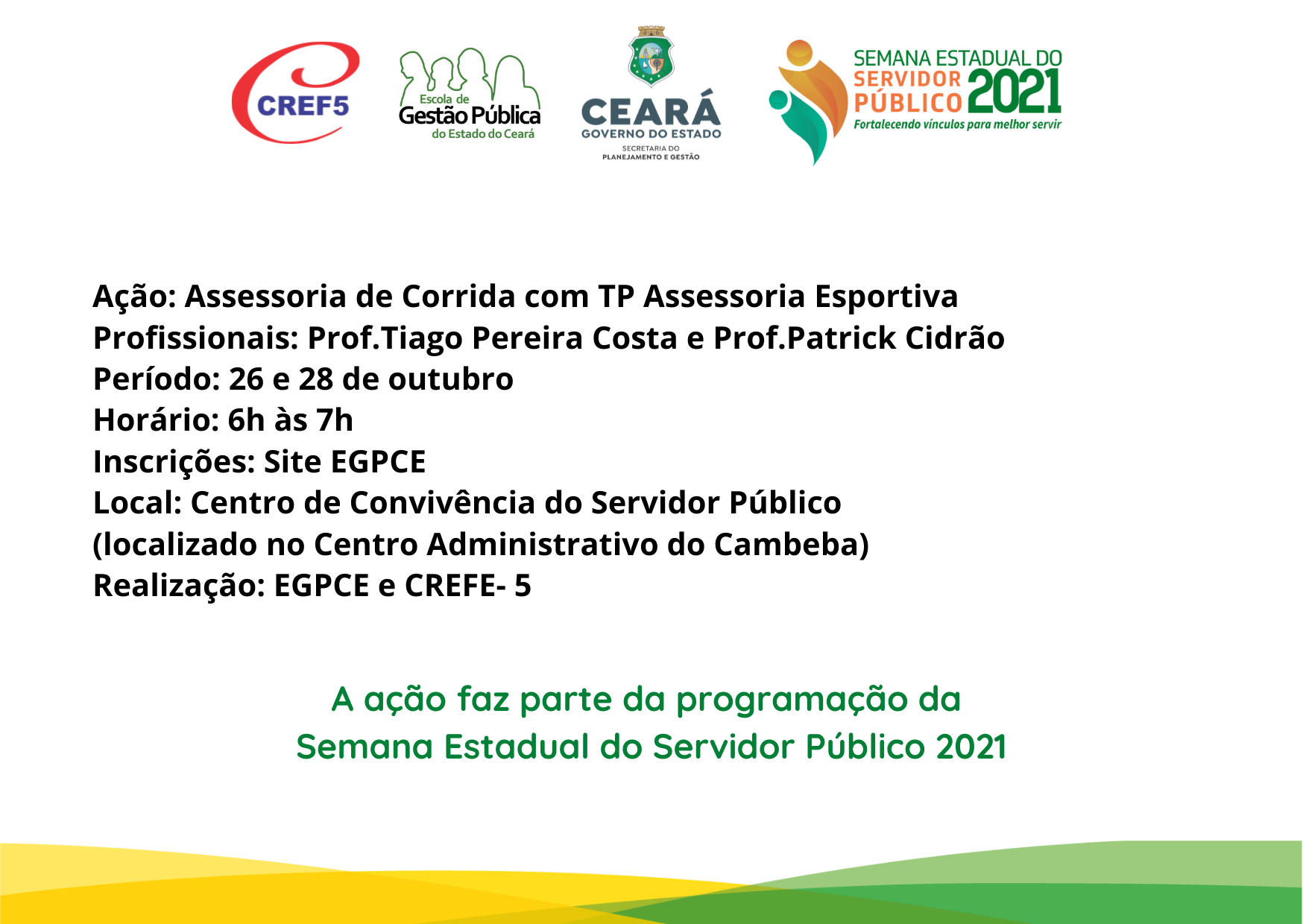 EGPCE em parceria com a CREFE-5 promove assessoria de corrida para servidores públicos